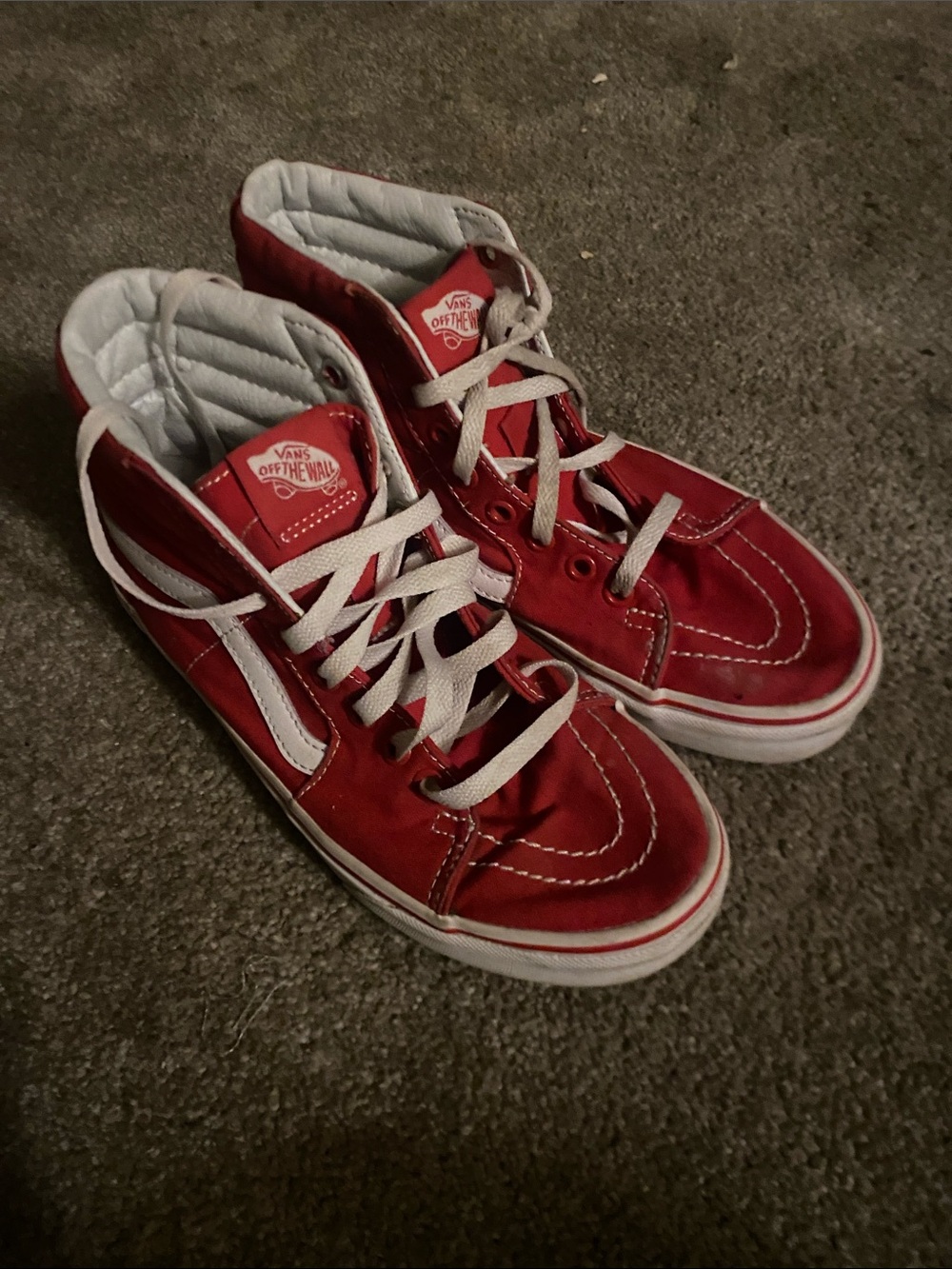 Vans Red & White High-Top Skate Sneakers
